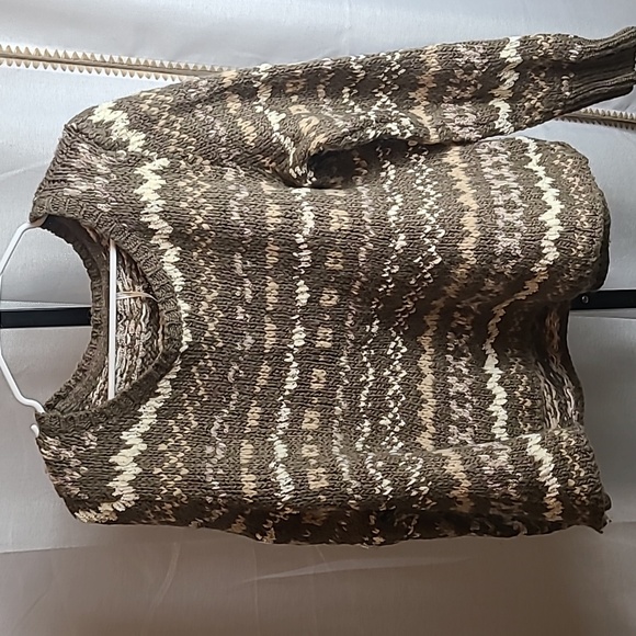 Free People Sweaters - FREE PEOPLE Large Through the Storm Fair Isle Brown Sweater Wool Blend